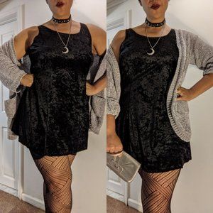 Vintage black velvet mini dress, Lane Bryant size 14/16